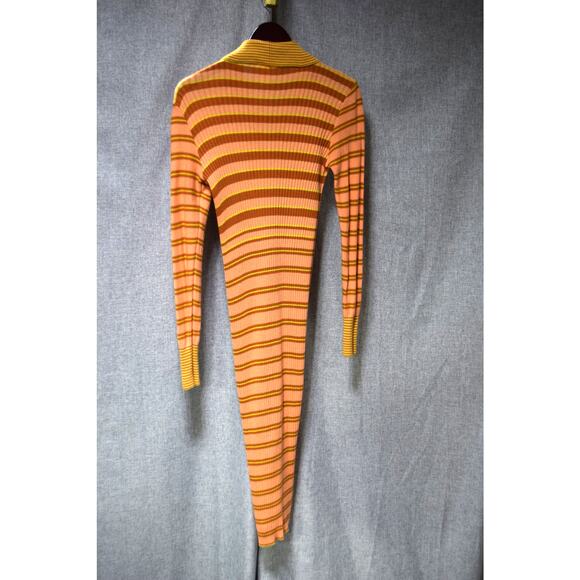 Free People Striped Ribbed Knit Collared Button-Down Midi Dress Size S - Picture 4 of 4